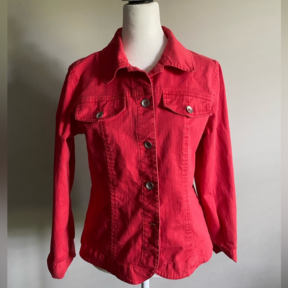 Bamboo Traders Vibrant Red Jean Jacket